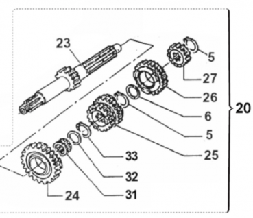 Primärwelle Getriebe  Z 14, ersetzt auch die Artikelnummer 40700, # 40713.