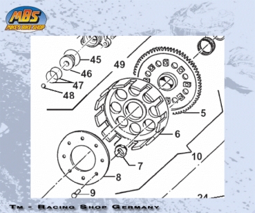 Kupplungskorb mit Primärritzel 57Z  4T 400cc und 450cc # F40826,